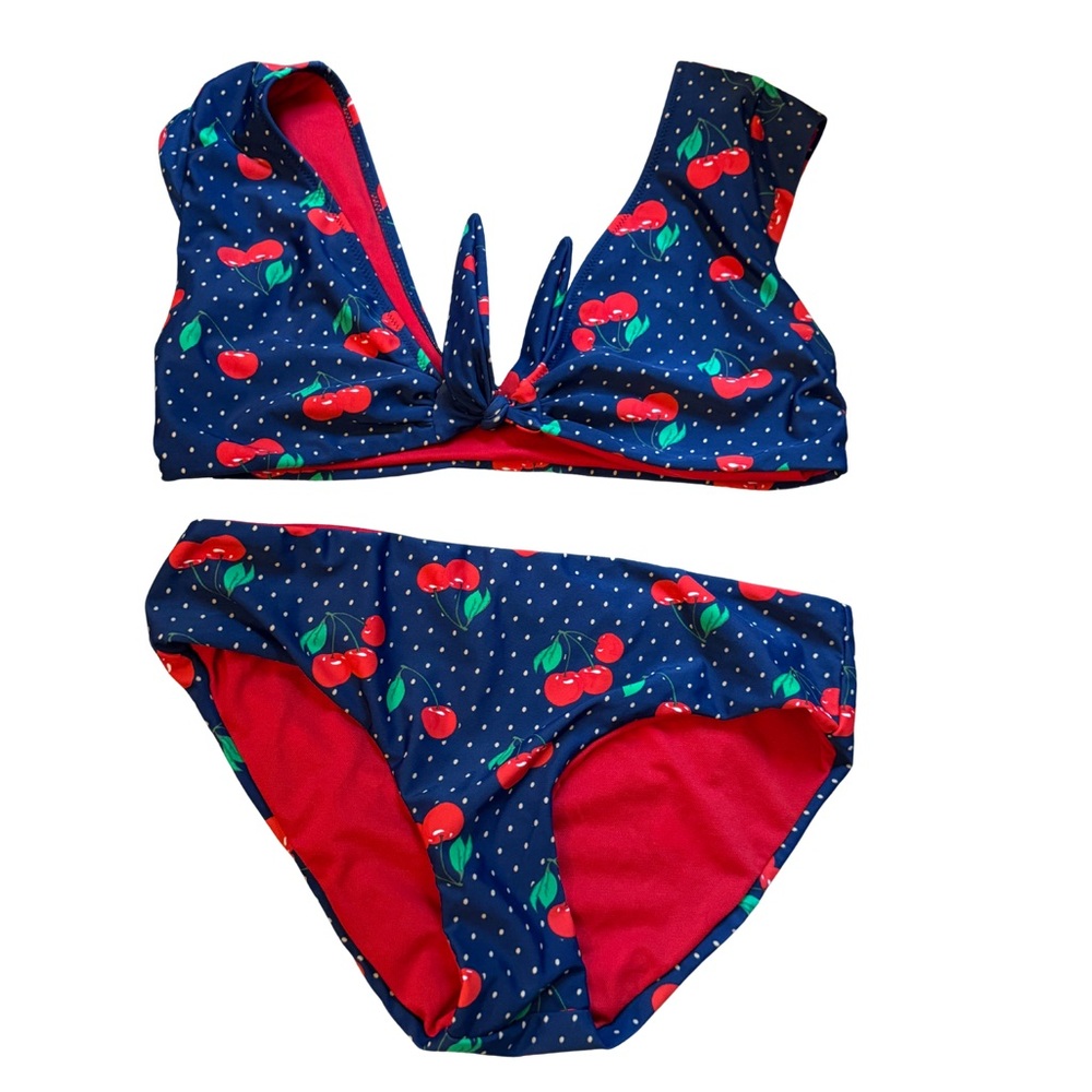 Juicy Couture Cherry Print Bikini - Navy and Red